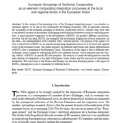 European Groupings of Territorial Cooperation as an element invigorating integration processes at the local and regional levels