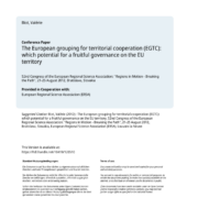 The European grouping for territorial cooperation (EGTC): which potential for a fruitful governance on the EU territory