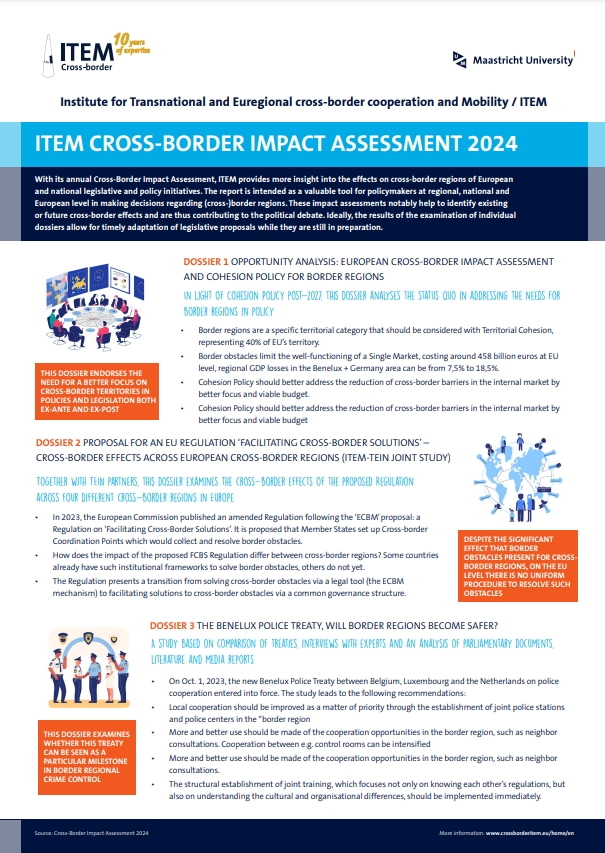 Dossier 2: Proposal for an EU Regulation ‘Facilitating cross-border solutions’ – Cross-Border effects across European cross-border regions (ITEM-TEIN joint study)